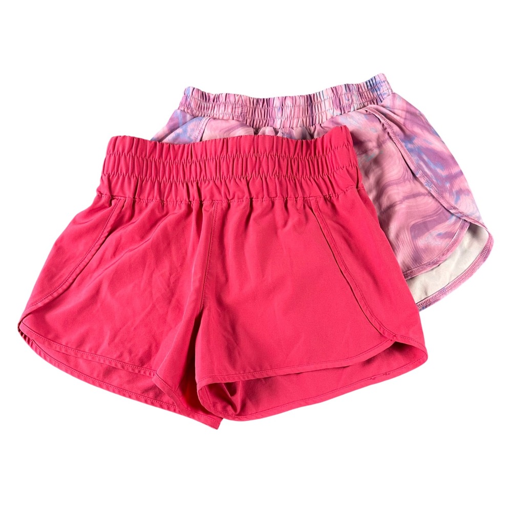 Girls All In Motion & Vanilla Star Running Shorts Bundle Pink Purple Marble L